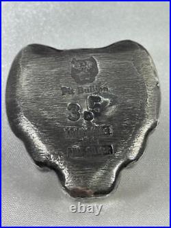 PIT BULLION, 3.5 ozt. 999 Fine Silver, SKULL WITH HORNS, COA L28.23