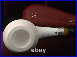 PREMIUM HORN MEERSCHAUM PIPE with TURKISH SILVER RING & DOUBLE STEM