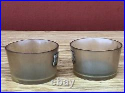 Pair of Scottish Horn Salt Cellars with silver cartouches by William Dunningham