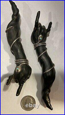 Pair of Very Unusual and Beautiful Sculptures of Ceramic, Silver and Turquoise