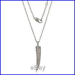 Pave Diamond Horn Pendant with Chain 925 Sterling Silver Jewelry for Occasion