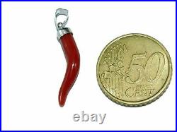 Pendant of ITALY Horn LOT 12 in 925 Silver and RED CORAL Summer Jewelry Pendant