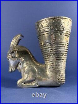 Persian Silver Bronze MIX Rhyton Depicting Ram With Large Intact Horns Ca 500bc