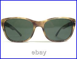 Persol Sunglasses 3020-S 980/31 Brown Horn Silver Wrap Square with Green Lenses