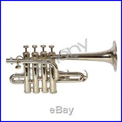 Piccolo Trumpet Bb Horn Band Master Approved 4 Piston with Mp & Case Fast Ship
