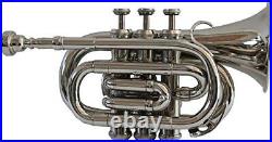 Pocket Trumpet NICKEL Plated with Mouth Piece n Case BRS HORN