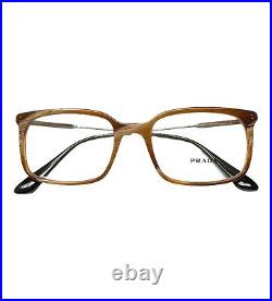 Prada Eyeglasses Glasses Brown Horn / Silver 53-19-145 withcase