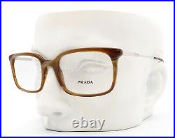 Prada Eyeglasses Glasses Brown Horn / Silver 53-19-145 withcase