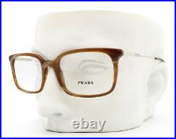 Prada VPR 16U FHX-1O1 Eyeglasses Glasses Brown Horn / Silver 53-19-145 withcase