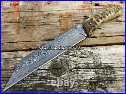 Premium Hand Forged Dasmascus Steel Hunting Bowie Viking Saxon Seax Knife