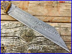 Premium Hand Forged Dasmascus Steel Hunting Bowie Viking Saxon Seax Knife