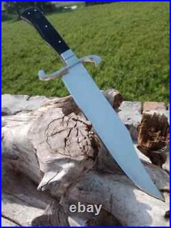 Premium Handmade D2 Steel Bowie Knife Horn Fixed with Silver Guard