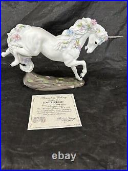 Princeton Gallery Love's Delight Unicorn figurine with silver horn & hooves