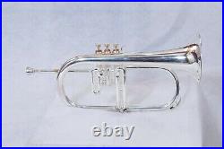 Pro-Brass Flugel Horn 3 Valve Bb Pitch Silver Look With Free Hardcase & Mp