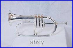 Pro-Brass Flugel Horn 3 Valve Bb Pitch Silver Look With Free Hardcase & Mp