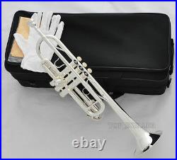Prof Brand new Silver Plated C Key Trumpet Horn With Case Mouthpiece