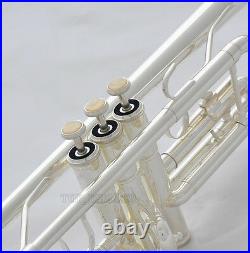 Prof Brand new Silver Plated C Key Trumpet Horn With Case Mouthpiece