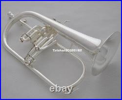 Prof. Quality Silver Plate Bb Flugelhorn Flugel Horn MONEL valve with Trigger