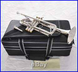 Prof Silver Nickel Plated Trumpet JINBAO Bb horn 2 Mouthpiece With Case