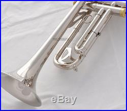 Prof Silver Nickel Plated Trumpet JINBAO Bb horn 2 Mouthpiece With Case