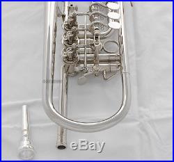 Prof. Silver Nickel Rotary Piston Trumpet Bb Horn Brand New With Case