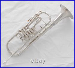 Prof. Silver Nickel Rotary Piston Trumpet Bb Horn Brand New With Case