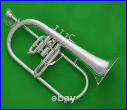 Profession Flugelhorn Silver Plate Bb Flugel Horn Bell 6.06' Ablone with Trigger
