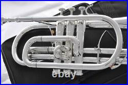 Profession Silver Plate Bb Piston Cornet Horn Bell Dia 4.72'' with Trigger +case