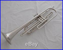 Professional 3 piston silver bass trumpet horn Bb key with case