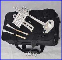 Professional 4 piston silver Soprano trumpet horn Bb/A key with case 2mouthpiece