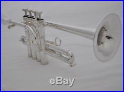 Professional 4 piston silver Soprano trumpet horn Bb/A key with case 2mouthpiece