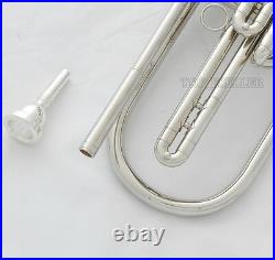 Professional Bass Trumpet Silver Nickel 3 Piston B-Flat Horn Free ship With Case