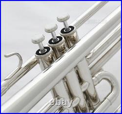 Professional Bass Trumpet Silver Nickel 3 Piston B-Flat Horn Free ship With Case