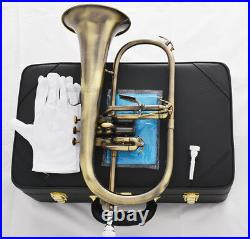 Professional Bb Flugelhorn Antique Horn Monel Valves With 2 Mouth Leather Case