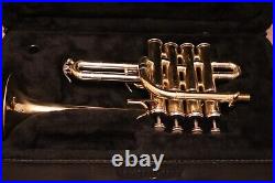 Professional Bb Piccolo Trumpet Brass 4 Valve with case