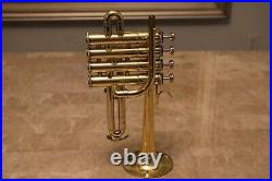 Professional Bb Piccolo Trumpet Brass 4 Valve with case