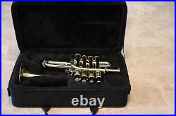 Professional Bb Piccolo Trumpet Brass 4 Valve with case