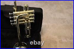 Professional Bb Piccolo Trumpet Brass 4 Valve with case