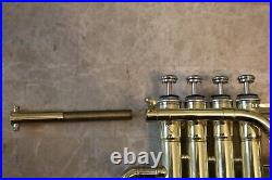 Professional Bb Piccolo Trumpet Brass 4 Valve with case