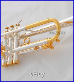 Professional Bb Trumpet Silver Gold Plated Horn 3 Monel Valves With Case Mouths