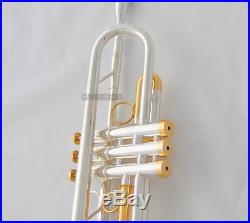 Professional Bb Trumpet Silver Gold Plated Horn 3 Monel Valves With Case Mouths