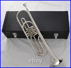 Professional Brand New Silver Nickel Rotary Bass Trumpet Bb Keys Horn With Case