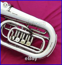 Professional C/Bb Key Euphonium Silver nickel 4 Rotary valve Horn with Case