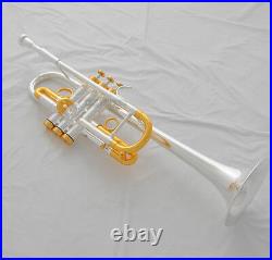 Professional C Key Trumpet Silver Gold Plated Horn Monel Valves With Case