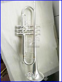 Professional Classical Trumpet horn Brushed Silver Finish With Case Great Sound