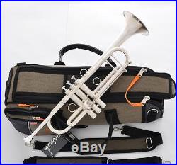 Professional Customized Brushed Silver Trumpet horn With Case Great Sound