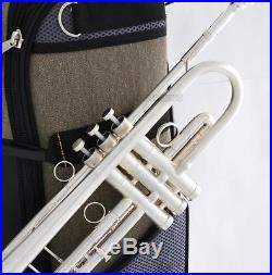 Professional Customized Brushed Silver Trumpet horn With Case Great Sound