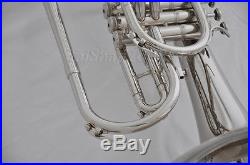 Professional F key SILVER Marching Mellophone Horn with mouthpiece 10.4 bell