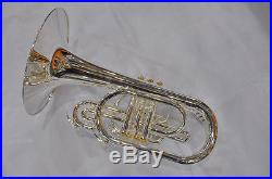 Professional F key Silver Nickel Marching Mellophone Horn with new case
