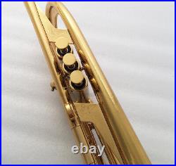 Professional Gold Trumpet Flumpet Horn B-Flat Monel Valves With Case